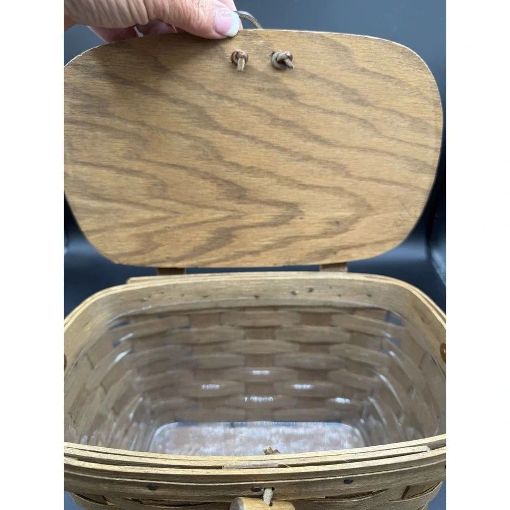 Longaberger 1984 Small Purse Basket 👜🧺 w/ Protector & Basket Accents on Lid